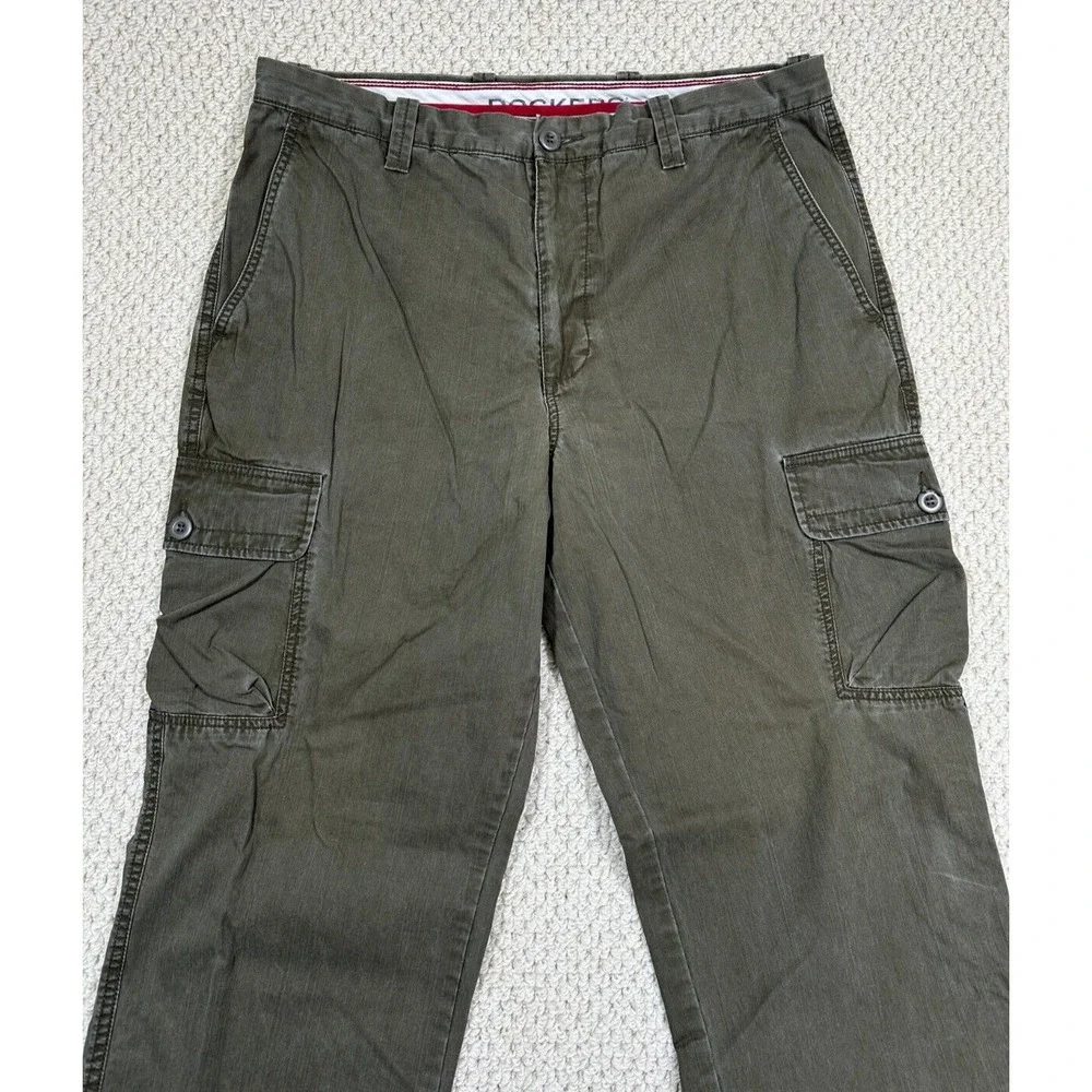 Dockers Pants Mens 38x33 Green Cargo Flat Front Relaxed Fit Field Khakis